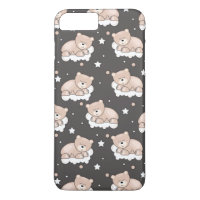 pattern with small bear sleeping