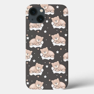 pattern with small bear sleeping iPhone 13 case