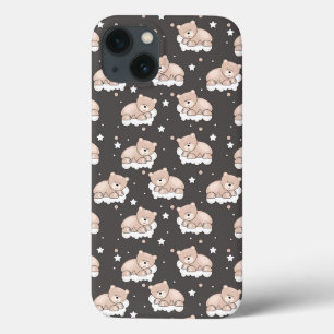 pattern with small bear sleeping iPhone 13 case