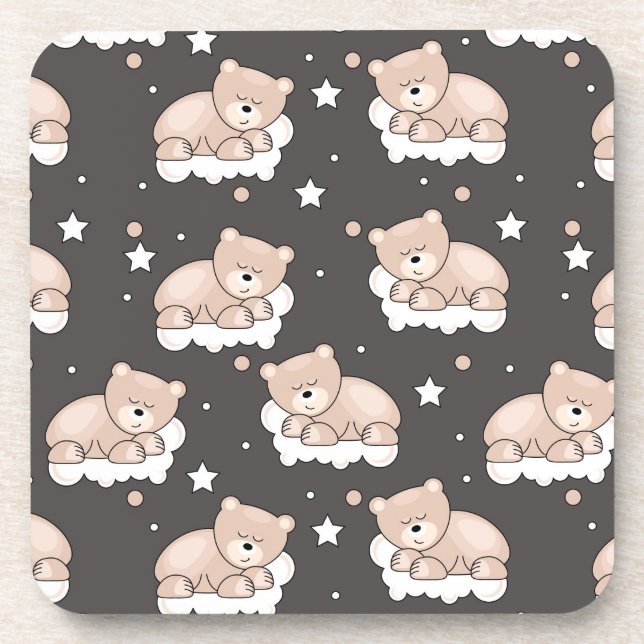 pattern with small bear sleeping coaster (Front)