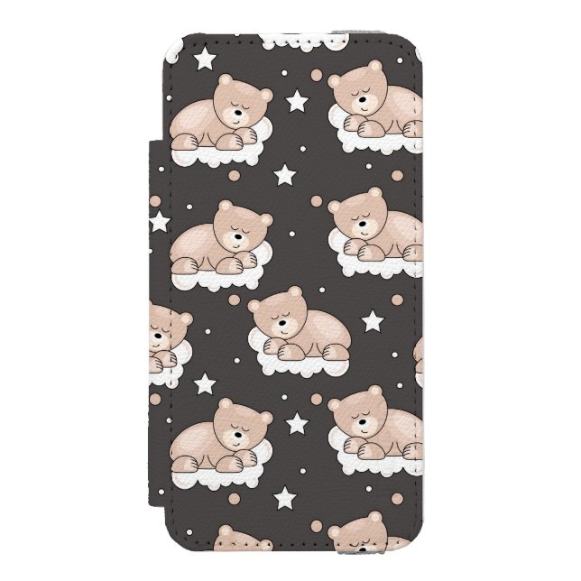 pattern with small bear sleeping incipio iPhone wallet case (Folio Front)