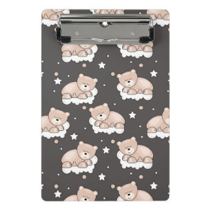 pattern with small bear sleeping mini clipboard