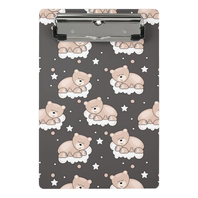 pattern with small bear sleeping mini clipboard (Front)