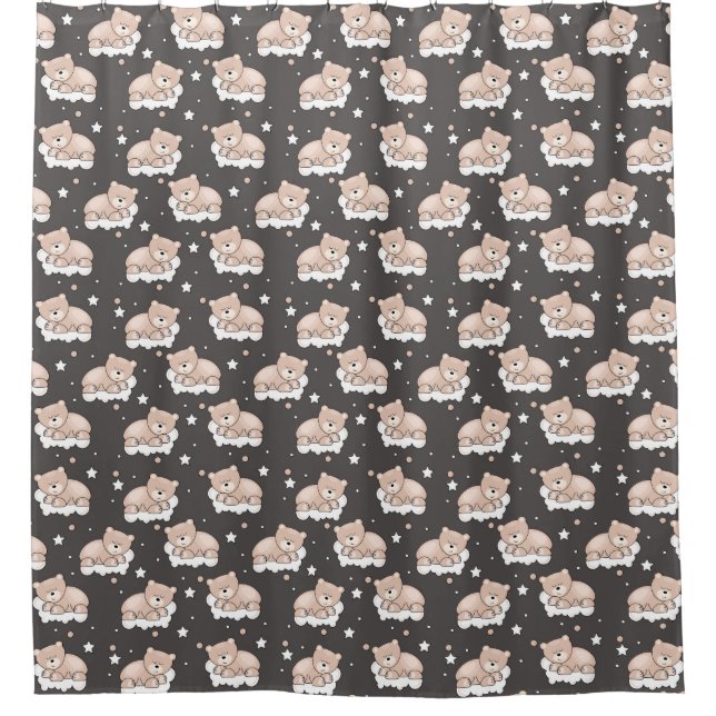 pattern with small bear sleeping shower curtain (Front)