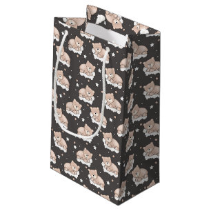 pattern with small bear sleeping small gift bag