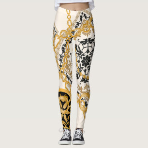 Pattern with stones, chains, pearls. leggings