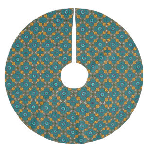 Pattern With teal,green, orange Brushed Polyester Tree Skirt