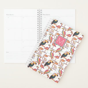 Pattern With Tropical Birds Add Your Initial Planner