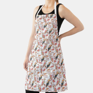 Pattern With Tropical Birds Apron