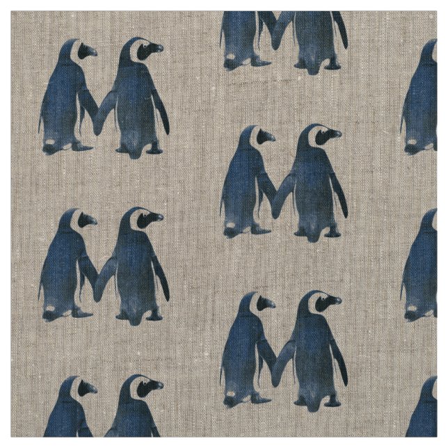 PATTERN WITH TWO PENGUINS IN LOVE! FABRIC (Swatch)