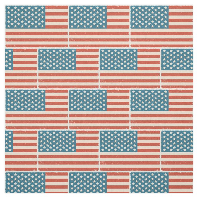 Pattern with vintage flag of USA Fabric (Swatch)