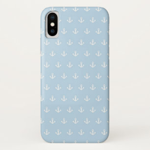 Pattern with white anchors on blue iPhone x case