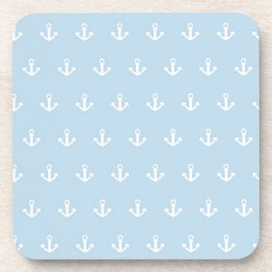 Pattern with white anchors on blue coaster