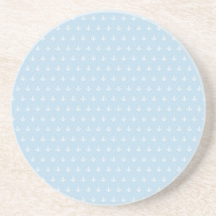 Pattern with white anchors on blue coaster