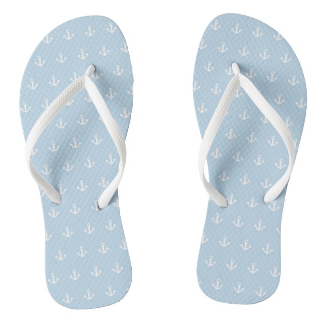 Pattern with white anchors on blue flip flops (Footbed)