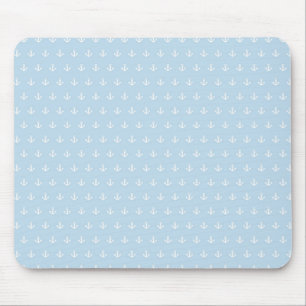 Pattern with white anchors on blue mouse mat