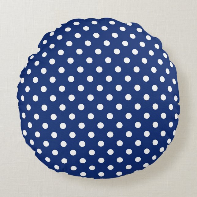 Pattern with white polka dots round cushion (Front)