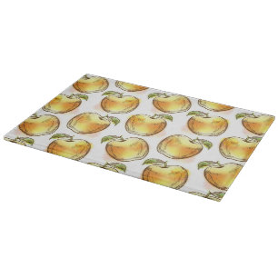 Pattern with yellow apple cutting board