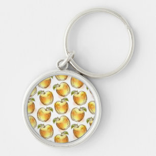 Pattern with yellow apple key ring