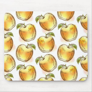 Pattern with yellow apple mouse mat
