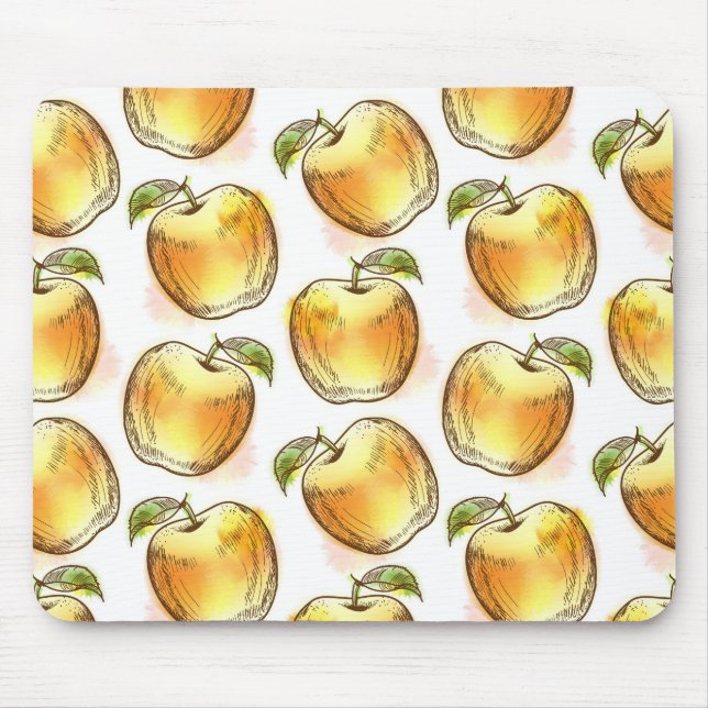 Pattern with yellow apple mouse mat (Front)