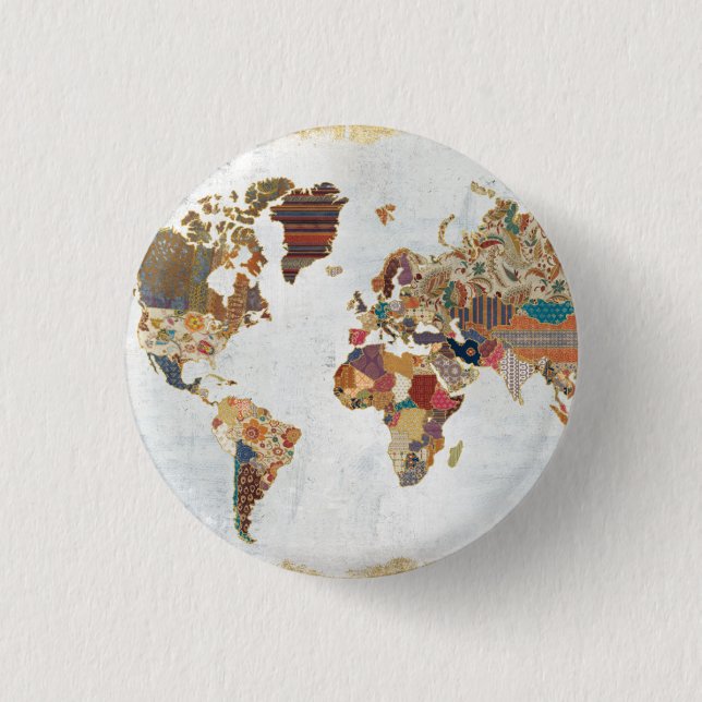 Pattern World Map 3 Cm Round Badge (Front)