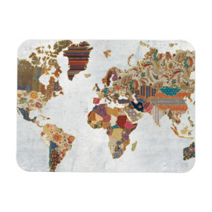 Pattern World Map Magnet