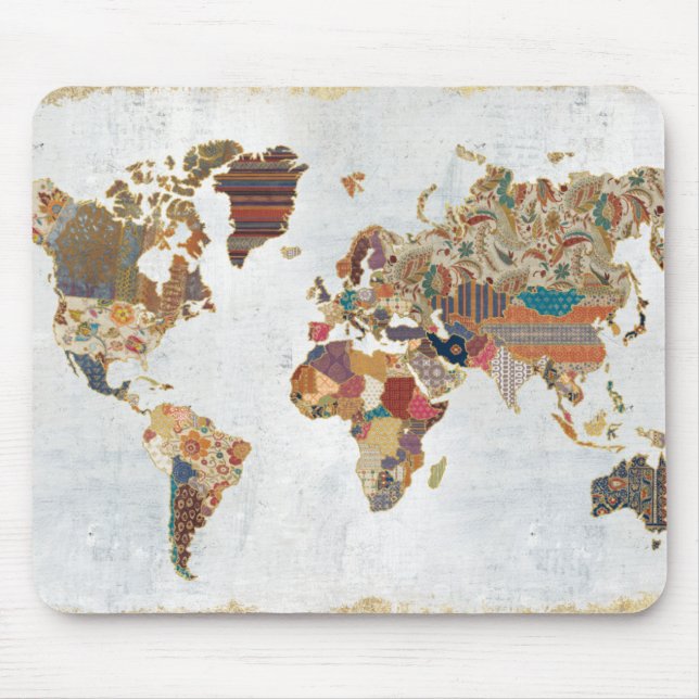 Pattern World Map Mouse Mat (Front)