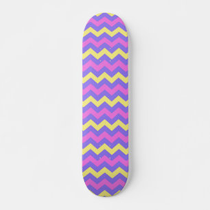 Pattern zigzags (yellow, purple and pink) skateboard