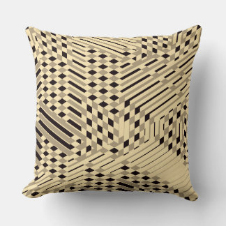 Patterned Black, Taupe, Buttercream Cushion