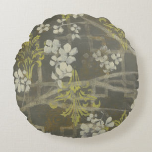 Patterned Blossom Branch I Round Cushion