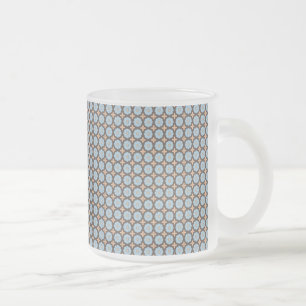 Patterned Blue and Brown Frosted Glass Coffee Mug