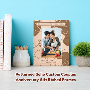 Patterned Boho Custom Couples Anniversary Gift Etched Frames