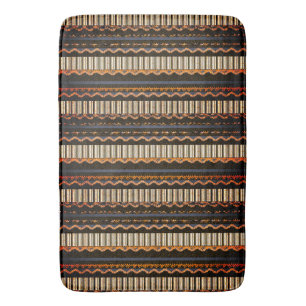 Patterned Brown, Blue, Orange Bath Mat