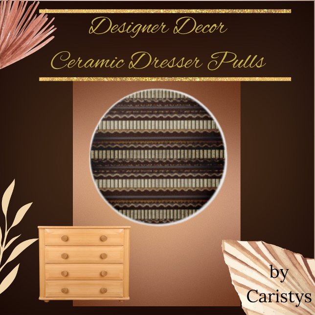 Patterned Brown, Gold, Cream Ceramic Knob (Creator Uploaded)