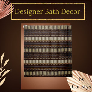 Patterned Brown, Gold, Cream Shower Curtain