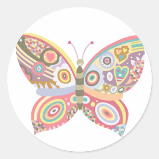 Patterned Butterfly Classic Round Sticker