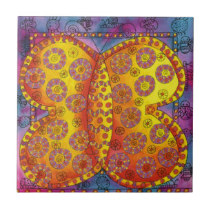 Patterned Butterfly Watercolour Illustration Tile