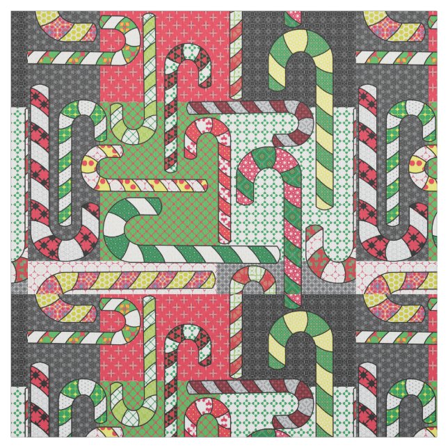 Patterned Candy Canes Fabric (Swatch)