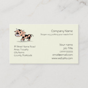 Patterned Cartoon Cow logo Business Card