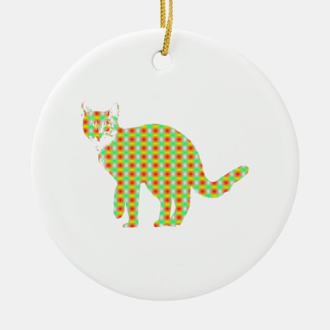 Patterned Cat Ceramic Tree Decoration (Front)