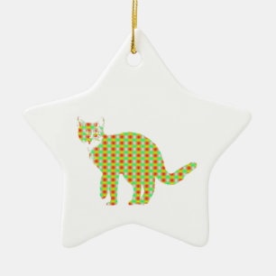 Patterned Cat Ceramic Tree Decoration