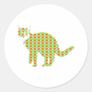 Patterned Cat Classic Round Sticker
