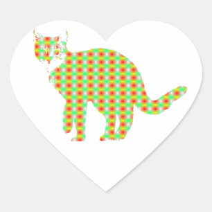 Patterned Cat Heart Sticker