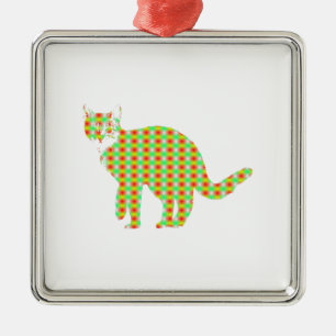 Patterned Cat Metal Tree Decoration