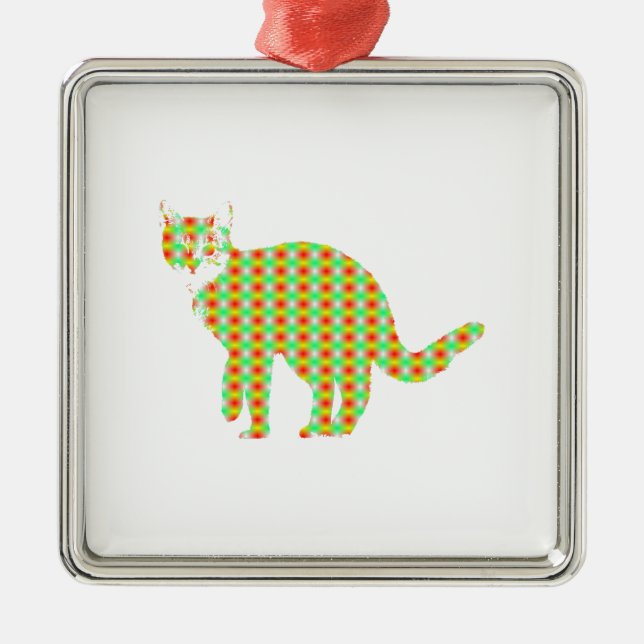 Patterned Cat Metal Tree Decoration (Front)