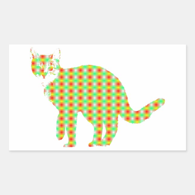 Patterned Cat Rectangular Sticker (Front)