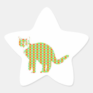 Patterned Cat Star Sticker