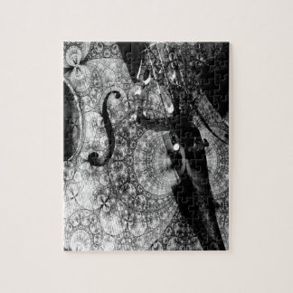 Patterned cello abstract in black and white jigsaw puzzle