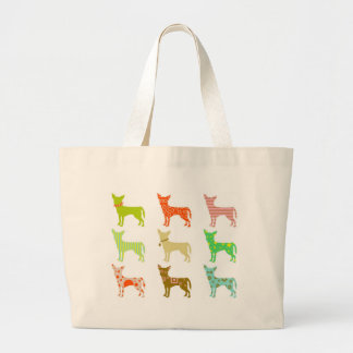 patterned-chihuahuas large tote bag